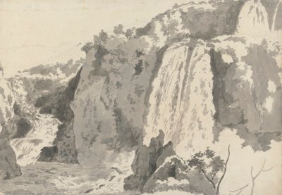 Kalliomainen maisema vesiputouksilla tekijältä Joseph Wright of Derby