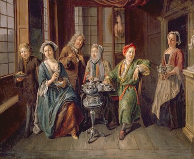 Tea Party, n. 1720 (öljy kankaalle) tekijältä Joseph van Aken