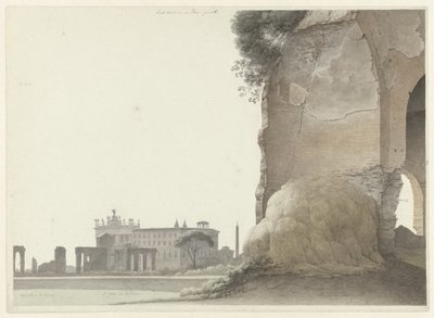 San Giovannin basilika Lateranossa, Minerva Medican temppeli etualalla San Giovannin kirkko Lateranossa, Minerva Medican temppeli etualalla oikealla, Roomassa tekijältä Josephus Augustus Knip