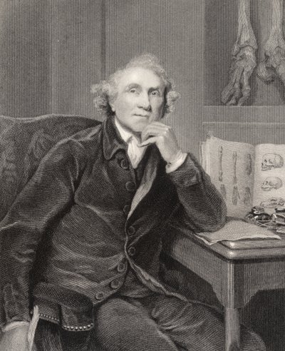 John Hunter, kaiverrus G.H. Adcock, National Portrait Gallery, osa V, julkaistu n. 1835 (litho) tekijältä Joshua (after) Reynolds