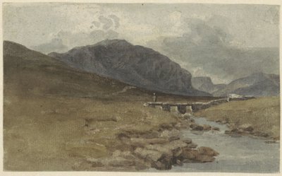 Landschap bij Llyn Ogwen, Caernarvonshire (Wales) tekijältä Joshua Cristall
