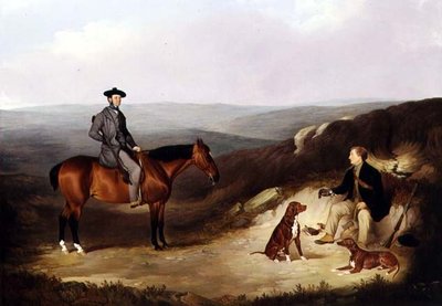 John Kerr Watson ampumaponin selässä vartijansa kanssa Yorkshiren maurilla (öljy kankaalle) tekijältä Joshua Dalby