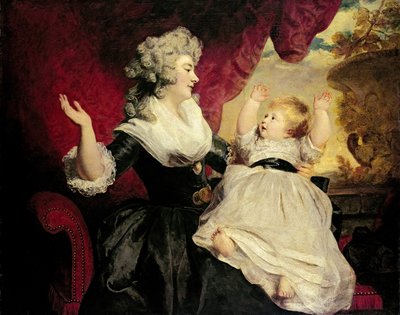 Georgiana, Devonshiren herttuatar tyttärensä Lady Georgiana Cavendishin kanssa (öljy kankaalle) tekijältä Joshua Reynolds