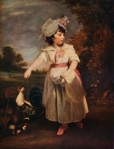 Lady Catherine Pelham Clinton ruokkimassa kanojaan, 1781 1931 tekijältä Joshua Reynolds