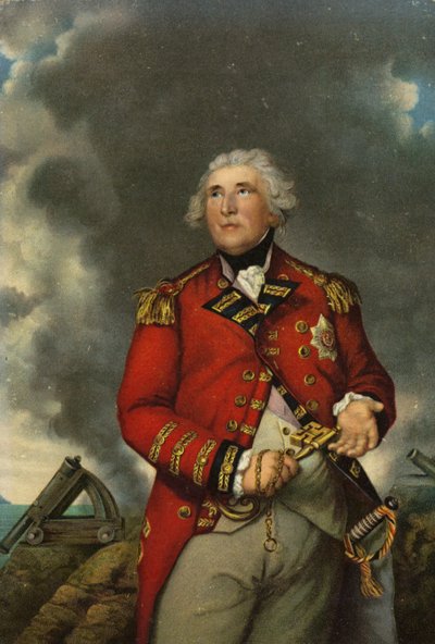 Lordi Heathfield ja Gibraltarin linnoituksen avain kädessään. tekijältä Joshua Reynolds