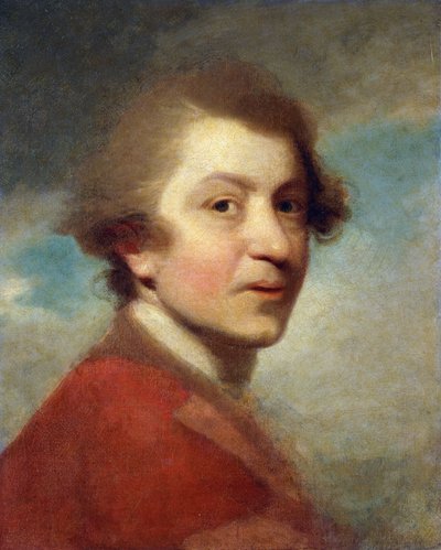 Taiteilijan muotokuva, pää ja olkapäät, oikeustieteen tohtorin punaisessa puvussa ja valkokankaassa - keskeneräinen, tekijältä Joshua Reynolds