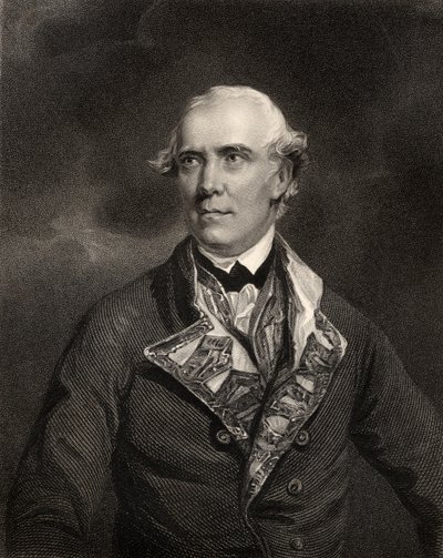 Kontra-amiraali Samuel Barrington, kaiverrus H.T. Ryall, "The National Portrait Gallery, Volume IV", julkaistu noin 1820 tekijältä Joshua Reynolds