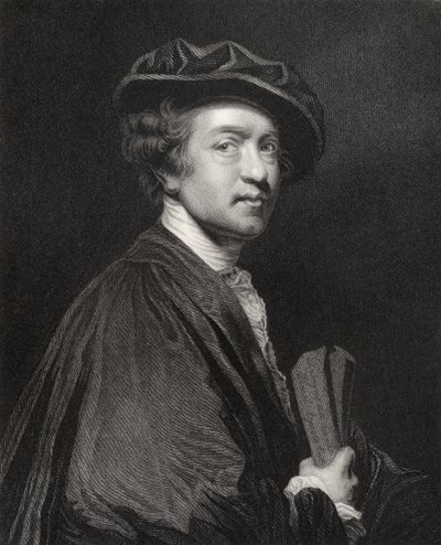 Sir Joshua Reynolds, kaiverrettu J. Cochranin toimesta, National Portrait Gallery, Volume V, julkaistu noin vuonna 1835 (litografia). tekijältä Joshua Reynolds