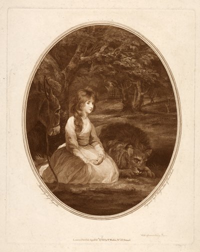 Miss Elizabeth Beauclerc Unana, kaiverrus Thomas Watson (1748-81) (etsattu piste) tekijältä Joshua after Reynolds
