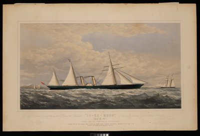 Messrs Dent  Co of China, tämä vedos höyrylaiva Ly-Ee-Moon, Norman Hill, Esqr Commander.... rakennettu Thames Iron Works and Shipbuilding Company, Blackwall...,, n.1860 (litografia, värillinen) tekijältä Josiah Taylor
