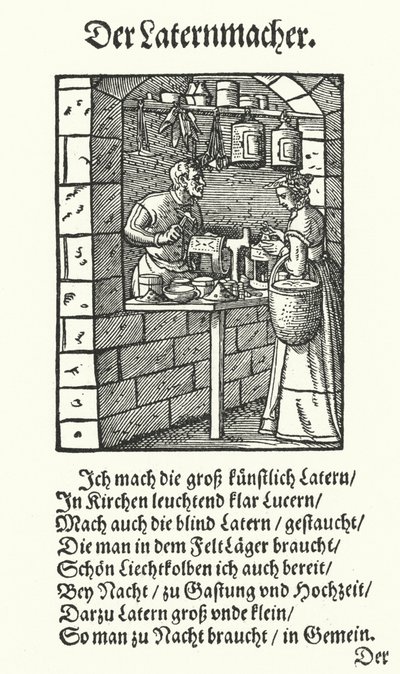 Lyhdynvalmistaja (kaiverrus) tekijältä Jost (after) Amman