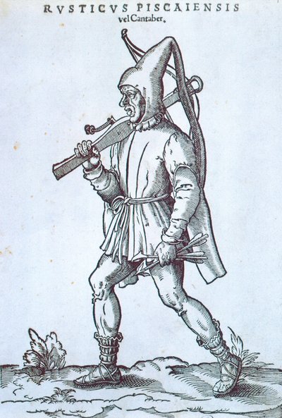 Kantabrico-vuoren talonpoika, Jost Amman, Espanja 1500-luvun kaiverrus tekijältä Jost Amman