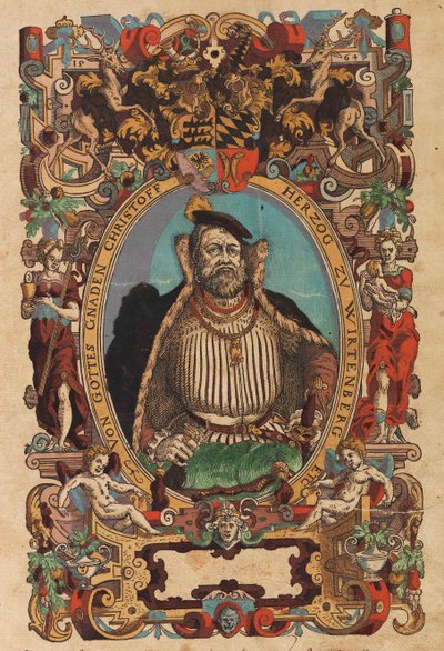 Württembergin herttua Christoph 1515-1568 muotokuva Biblia germanicasta, 1564. tekijältä Jost Amman