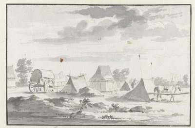 Näkymä Willem III:n armeijan leirintäalueelta lähellä Leuvenia tekijältä Josua de Grave (circle of)