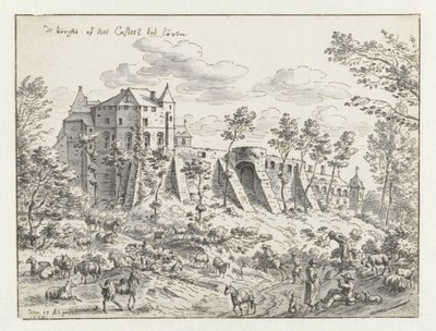 Leuvenin linna, 1675 (kynä ja muste paperille) tekijältä Josua de Grave