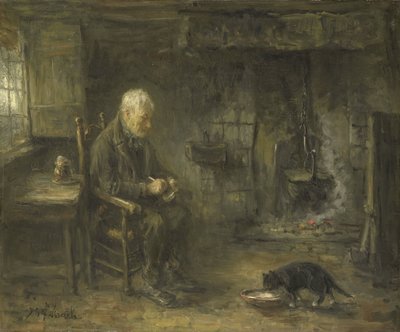 Talonpoikien majan sisätilat tekijältä Jozef (1824-1911) Israels