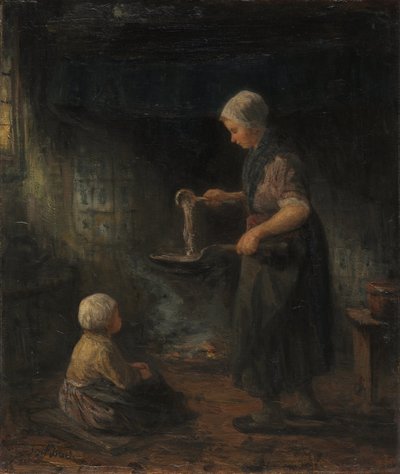 Pannukakut, c. 1875 (öljy kankaalle) tekijältä Jozef (1824 1911) Israels