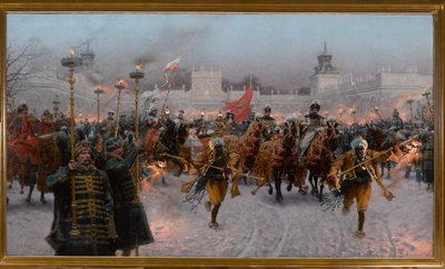 John III Sobieskin ja Marysienkan lähtö Wilanówista, 1897. tekijältä Jozef Brandt