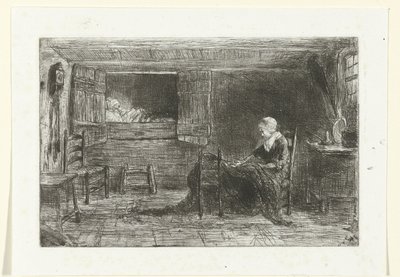 Kaksi hahmoa sisätiloissa tekijältä Jozef Israëls (possibly copy after)