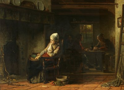 Onneton nainen tai kotimaiset surut, 1859 tekijältä Jozef Israëls