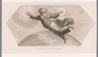 Jumala luo auringon ja kuun Fecit duo luminaria magna. geeni. I. Fredericae Belgii reginae (otsikko esineessä) Les loges de Raphaël (...) sujets de la bible (sarjan nimi) Raamatun kohtauksia Raphael