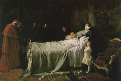 Don Alfonso XII:n kuolema (1857-85) (Viimeinen suudelma) 1887 tekijältä Juan Antonio Benlliure y Gil
