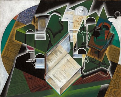 Kirja, Pipe ja lasit; Kirja, piippu ja lasit, 1915 tekijältä Juan Gris