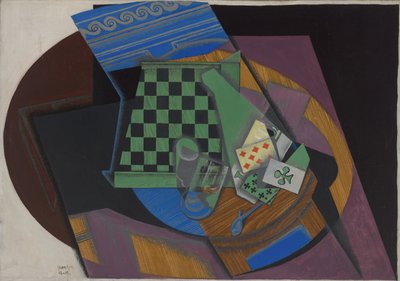 Shakkilauta ja pelikortit, 1915 tekijältä Juan Gris