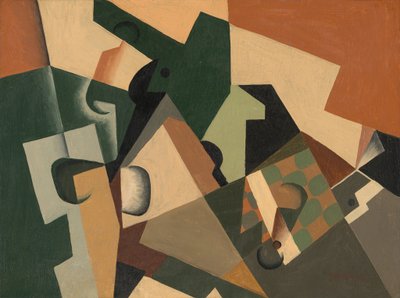 Lasi ja shakkilauta, c. 1917. tekijältä Juan Gris