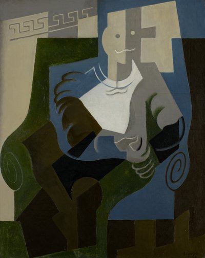 Istuva arlekiini, n. 1920 tekijältä Juan Gris