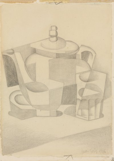 Asetelma teekannulla; Nature morte a la theiere, 1916 tekijältä Juan Gris