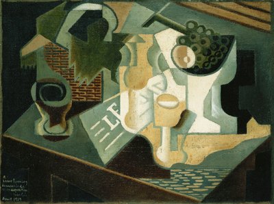 Pöytä rakennuksen edessä; La Table Devant le Battiment, 1919 tekijältä Juan Gris