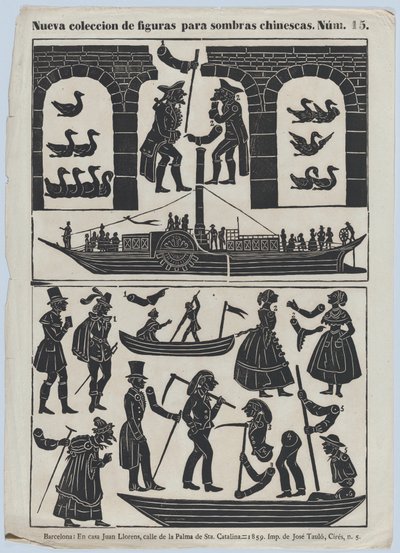 Arkki 15 kiinalaisten varjonukkejen kuvioita, 1859. tekijältä Juan Llorens