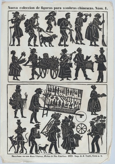 Arkki 1 kiinalaisten varjonukkejen kuvioista, 1859. tekijältä Juan Llorens
