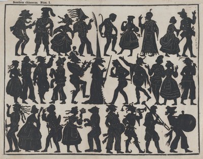 Taulu 1 kiinalaisten varjonukkejen kuvioista, n. 1850-70. tekijältä Juan Llorens