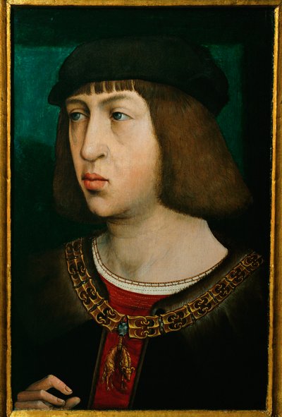 Philipp der Schoene, Kastilian kuningas, keisari Maximilianin poika, keisari Kaarle V:n isä ... (öljy tammipuulle) tekijältä Juan de (attr. to) Flandes