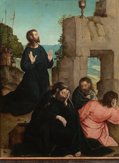 ""Agony in the Garden of Olives"" (The Agony in the Garden) Juan de Flandesin maalaus (noin 1465-1519) 1514-1519 Koko 110x84 cm Museo del Prado, Madrid tekijältä Juan de Flandes