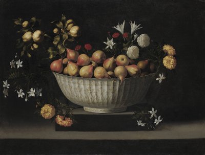 Kukat ja hedelmät China Bowlissa, c. 1645. tekijältä Juan de Zurbaran