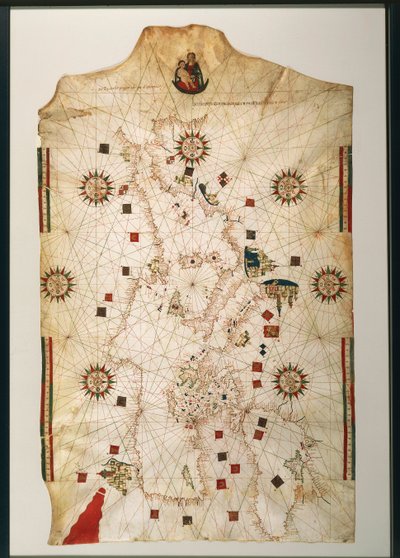 1800-luvun kopio Juan de la Cosan merenkulkuplanisfääristä tekijältä Juan de la Cosa
