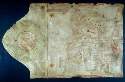 Juan de la Cosan (1460-1510), navigaattori Christopher Columbuksen (1451-1506) kartografikumppanin merikartta tekijältä Juan de la Cosa