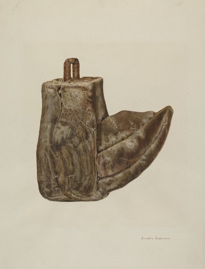 Puinen jalustin, n. 1941. tekijältä Juanita Donahoo
