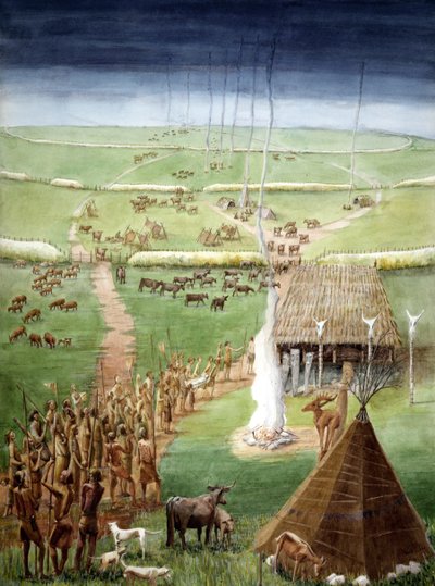 Windmill Hill, Avebury, Wiltshire (vesiväri paperille) tekijältä Judith Dobie