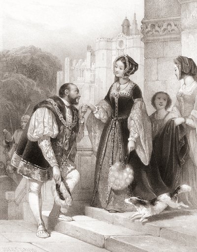 Englannin kuningas Henrik VIII Anne Boleynin kanssa tekijältä Jules (after) David