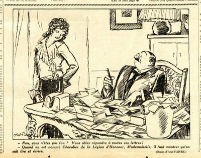 Suorapuheinen, satiirinen mustavalkoinen tekijältä Jules Abel Faivre