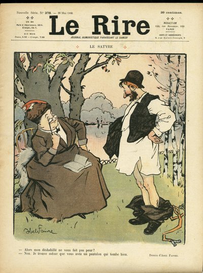 Abel Faivren (1867-1945) kuvitus Le Liren kanteen, 30.5.2008 - Satyri - Luonto kasvillisuus, rakkaus, muoti, puu, lasitavarat tekijältä Jules Abel Faivre