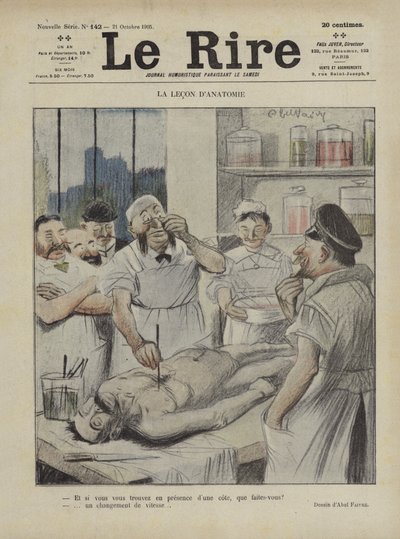 Anatomian oppitunti. Kuvitus Le Rirelle tekijältä Jules Abel Faivre