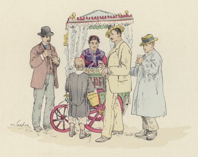 Limonadimyyjä messuilla (väri litho) tekijältä Jules Arsene (after) Garnier