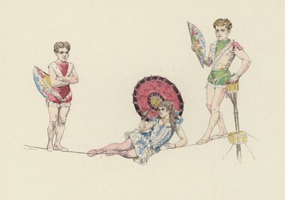 Tightrope taiteilijat (väri litho) tekijältä Jules Arsene (after) Garnier