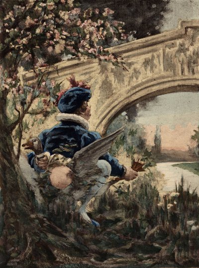 Gargantua pyyhkii takapuoltaan hanhiin. Gargantua. Jules Garnierin kuvitus. Teoksessa "Rabelais et l