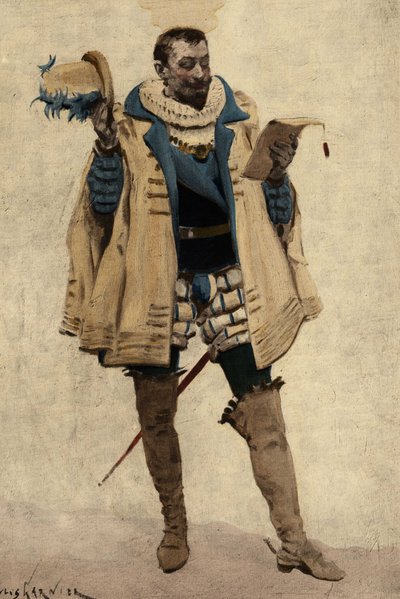 Pantagruel lukee isänsä Gargantuan kirjettä. Pantagruel. Kuvitus: Jules Garnier. Teoksessa "Rabelais et l